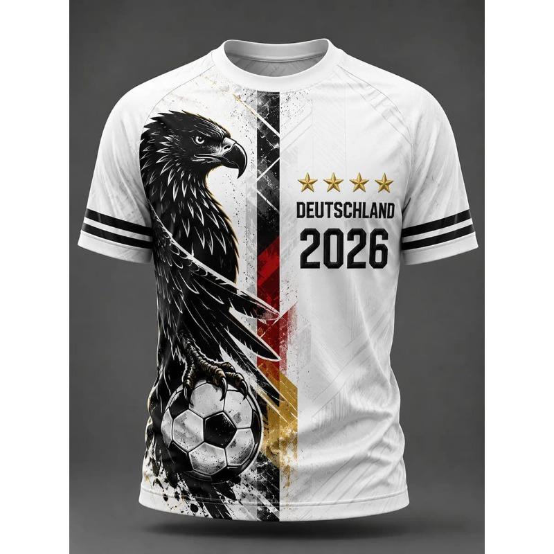 2026 New Australian Themed Football Jersey All-over Green Kangaroo Badge Crew Neck T-Shirt Casual Training Sports Top Unisex