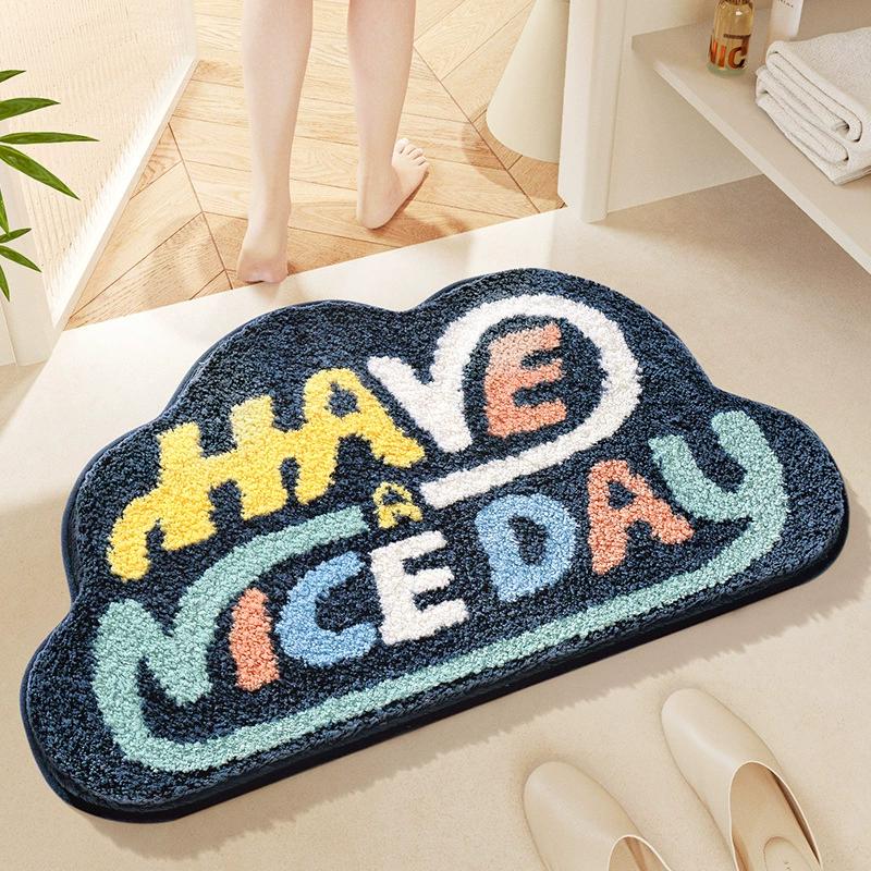 Cartoon Semi-Circular Bath Mats | Thickened Plush Non-Slip Bathroom Rug | Quick-Dry Super Absorbent Foot Mat for Bathroom Decor