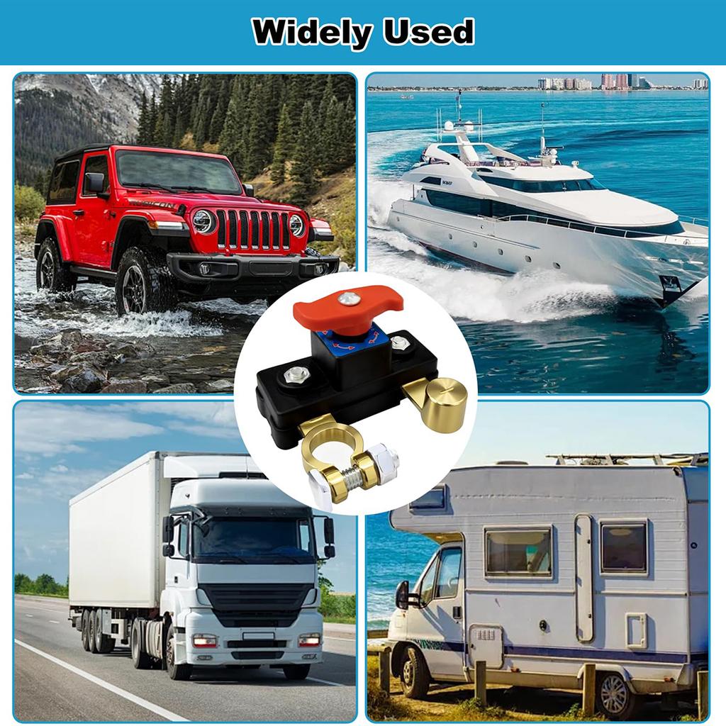 Car Battery Disconnect Switch Heavy Duty Battery Isolator Shut Off Switch for Vehicle Marine Boat UTV Car Motorcycle RV Truck