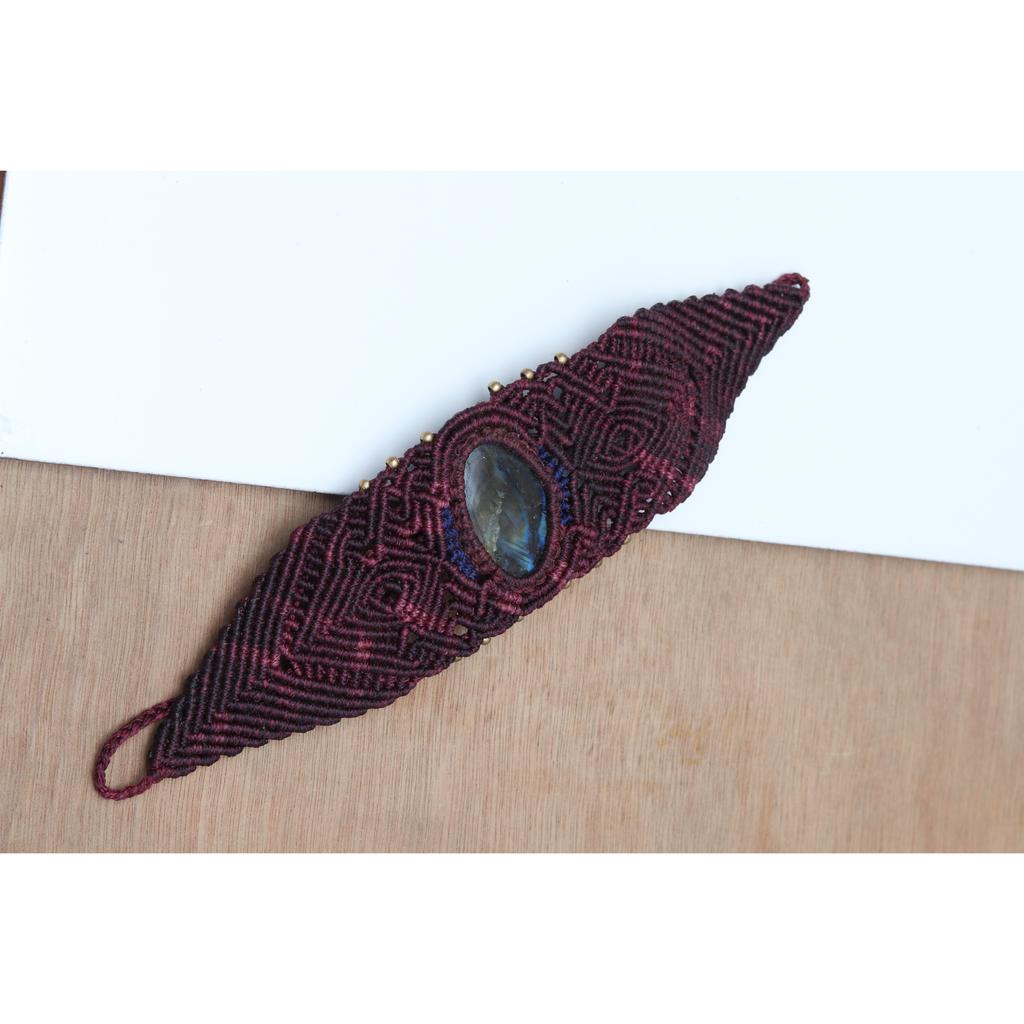 Macrame Labradorite Necklace Pendant Natural Handmade Bohemian Crystal Stone