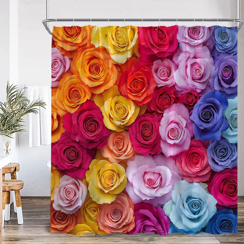 Floral Butterfly Shower Curtains Vintage Paris Tower Butterflies Watercolour Pink Purple Flowers Bath Curtain Bathroom Decor Set