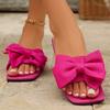 Fashion Women's Flat Slippers 2025 Summer Leisure Outdoor Square Sandals Plus Size Selling Fashion Bow Decorative Open Toe Slippers.