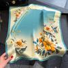 Luxury 100% Real Silk Scarf Women Gradient Floral Print Bandana Shawl Lady Neckerchief Handkerchief Female Decorative Wrap 53cm