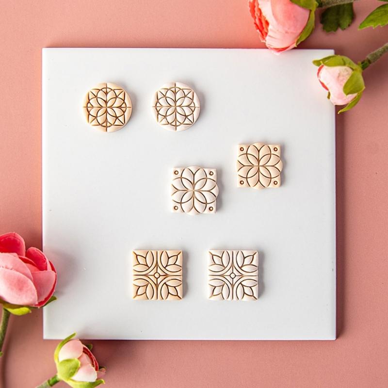 Vintage Flower Soft Pottery Earring Mold Car Keychain Pendant Decoration Supplies for Children Adult DIY Crafts
