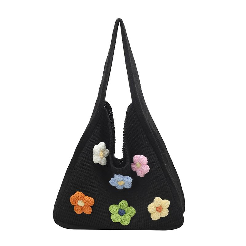 Woven One-shoulder Underarm Bag Crochet Bag Girls Shopper Bags Handbag For Students And Office Workers Comfortable Wide Strap