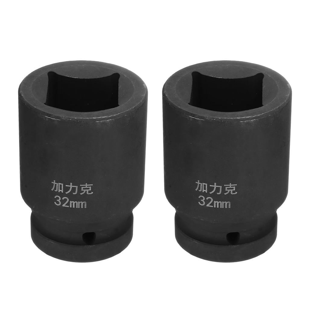 uxcell 2pcs Square 32mm Metric Square Impact Blackening Standard Wheel Air Tool for Automotive Machine and Home Use 4-Point Socket, 1" Drive, Socket,