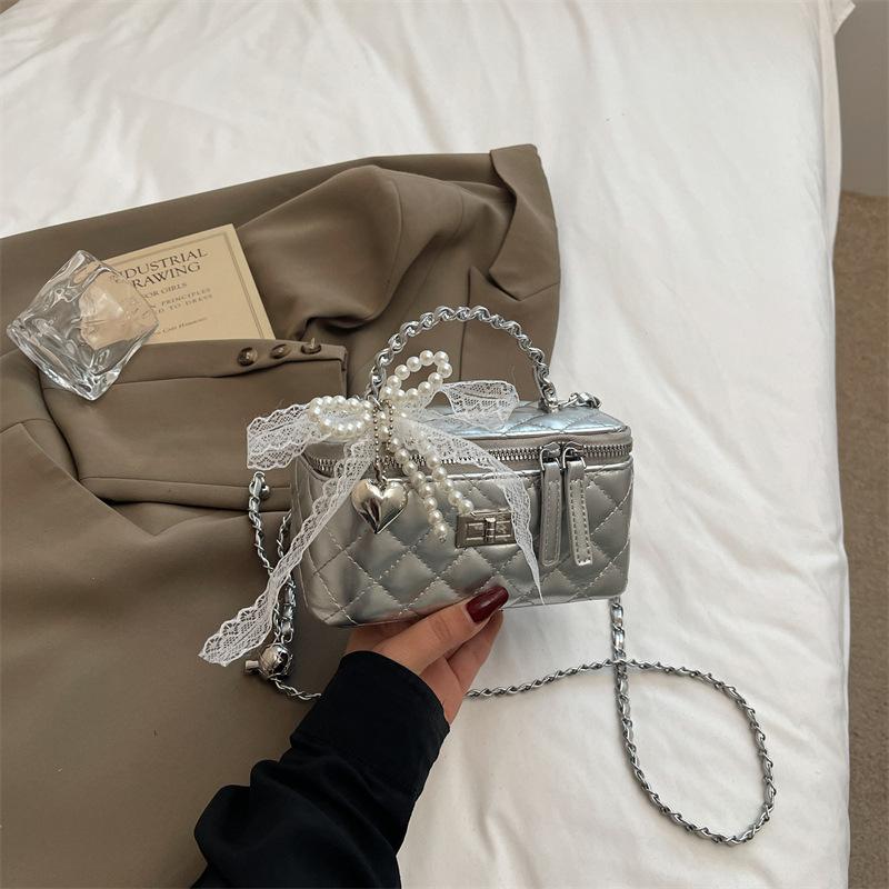 Raute Stickgarn Tasche Damen neue Sommer vielseitige Kette Umhängetasche modische tragbare Box kleine quadratische Tasche