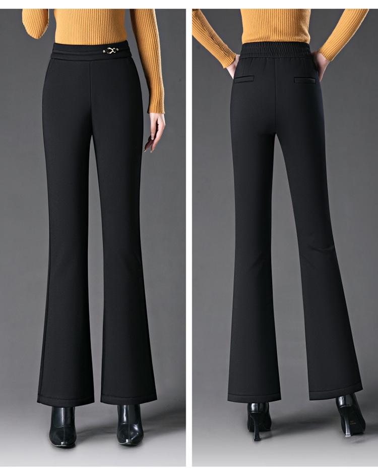 2024 Winter High-Waist Slimming Fleece-Lined Flare Mom Pants