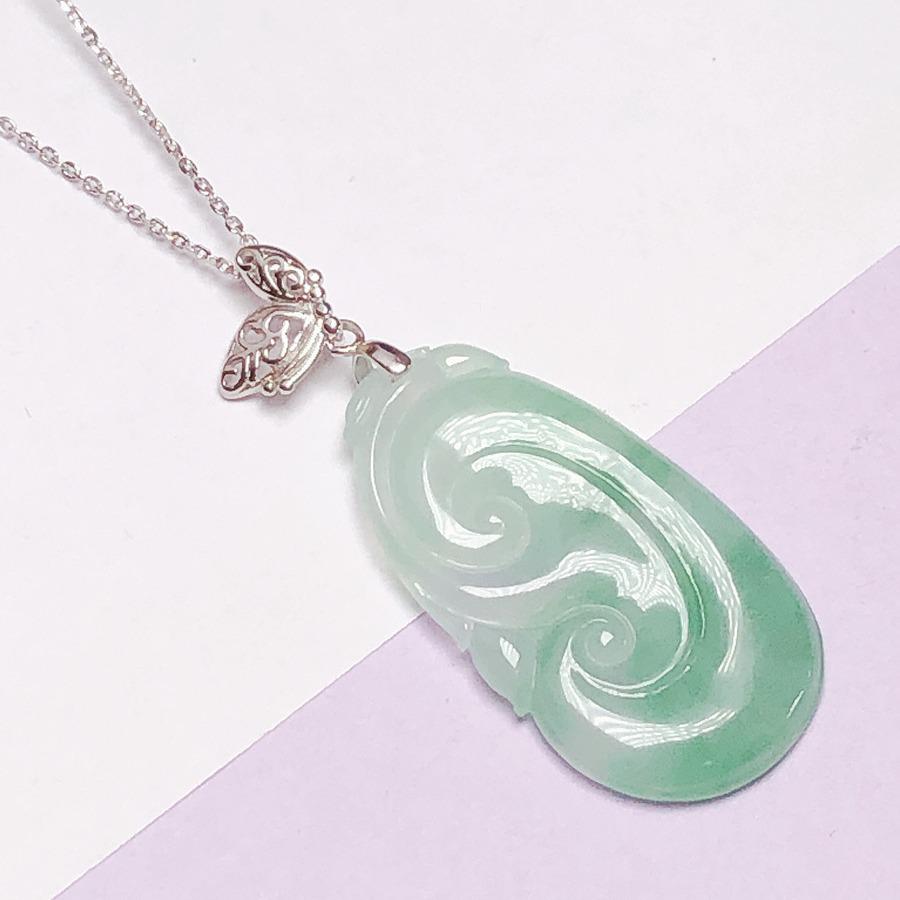 925 Sterling Silver Handmade Women's Jade Pendant Bail Clip