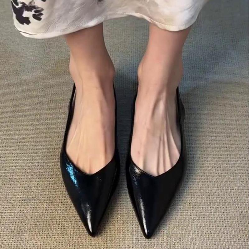 

Женские сандалии с острым носком Элегантные туфли на каблуке Лето 2025 Модные шлепанцы Новые вечерние шлепанцы Платье Слингбэк Mujer Zapatillas 35 чёрный