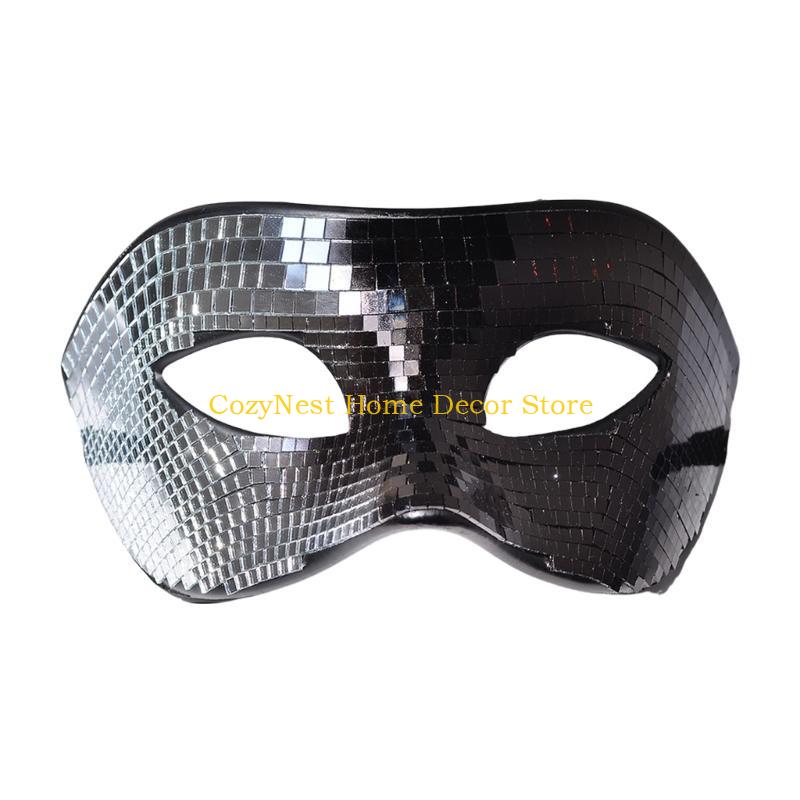

92MF Silver Discos Mask With Glittering Designs Breathable Party Mask Charm Ornament with Flashy Designs for Various Occasion
