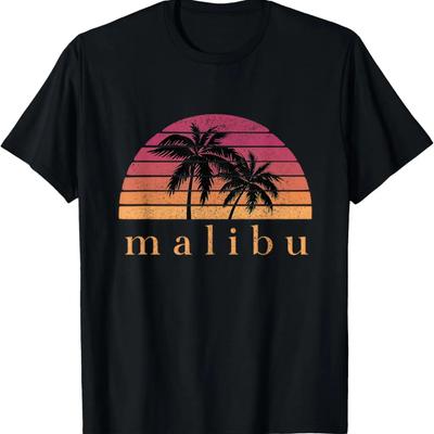 Malibu Sunset Beach Vintage Retro T-Shirt