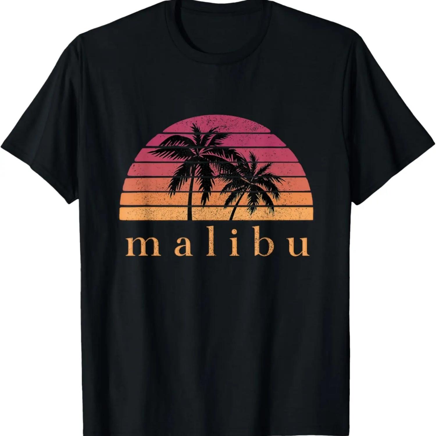 Malibu Sunset Beach Vintage Retro T-Shirt S