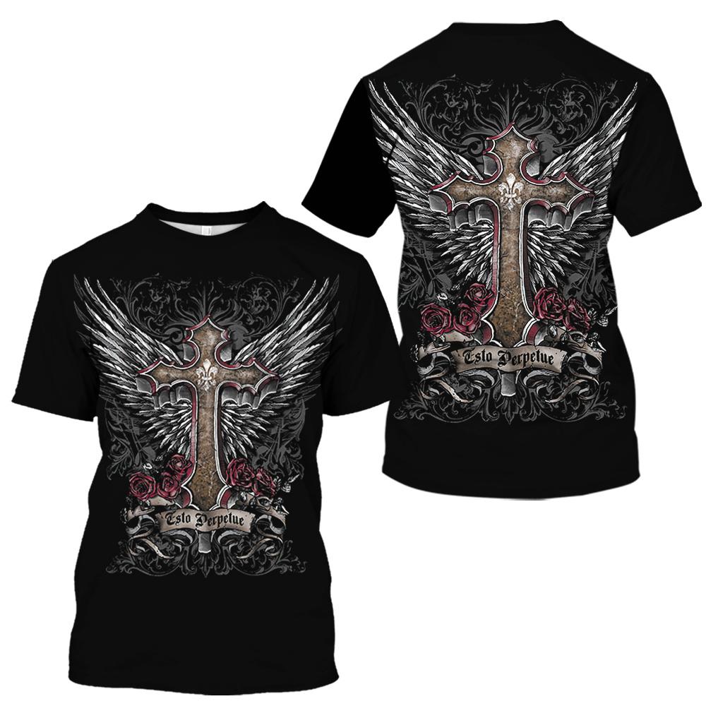 Tricou vintage pentru bărbați Archaic By Affliction Colisson Tricouri grafice Tricou cu mânecă scurtă cu imprimeu încrucișat Îmbrăcăminte supradimensionată Topuri