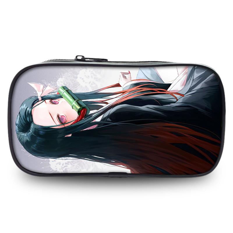 Spacious Oxford Demon Slayer Pencil Case For Students With Casual Style