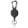 1Set Black Retractable Keychain Heavy Duty Carabiner Easy-Pull Buckle Wire Rope Badge Holder Edc Tool