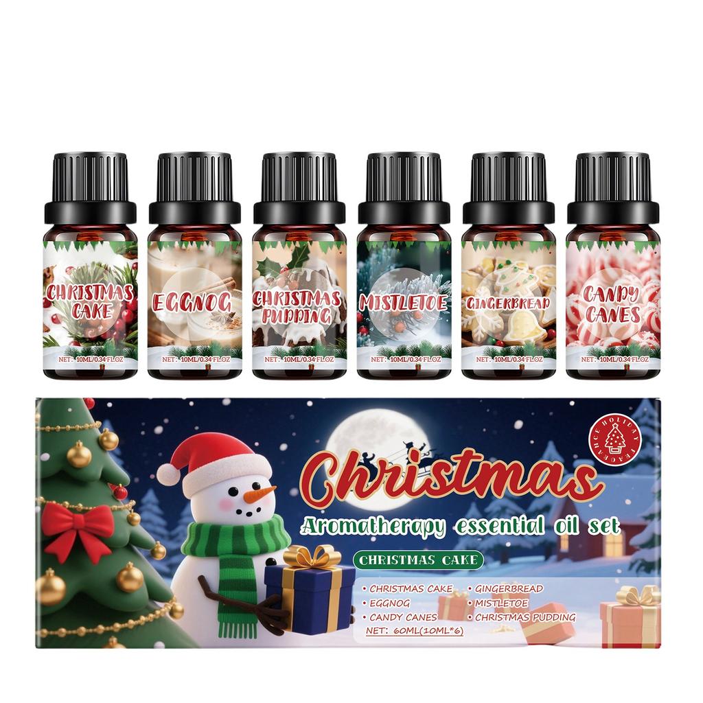 Festival-Serumöl-Set, Serumöl-Diffusor, Weihnachts-Aromatherapie, Aromatherapie-Sets, 6 x 10 ml