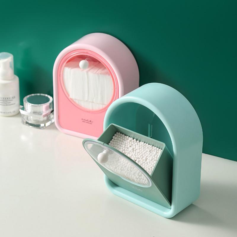Excellent Cotton Pad Dispenser Easy To Take Sanitary Practical Wall Mounted Makeup Cotton Swabs Flip Organizer