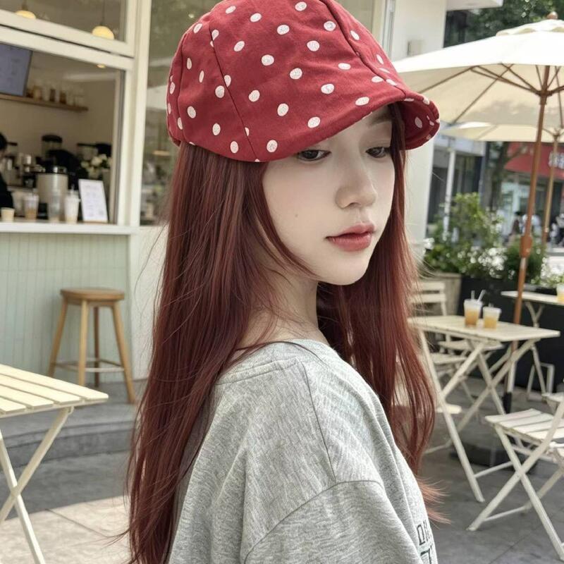 Womens Lightweight Polka Dot Baseball Cap With Adjustable Strap Cotton Wide Brim Sun Hat Red Polka Dot