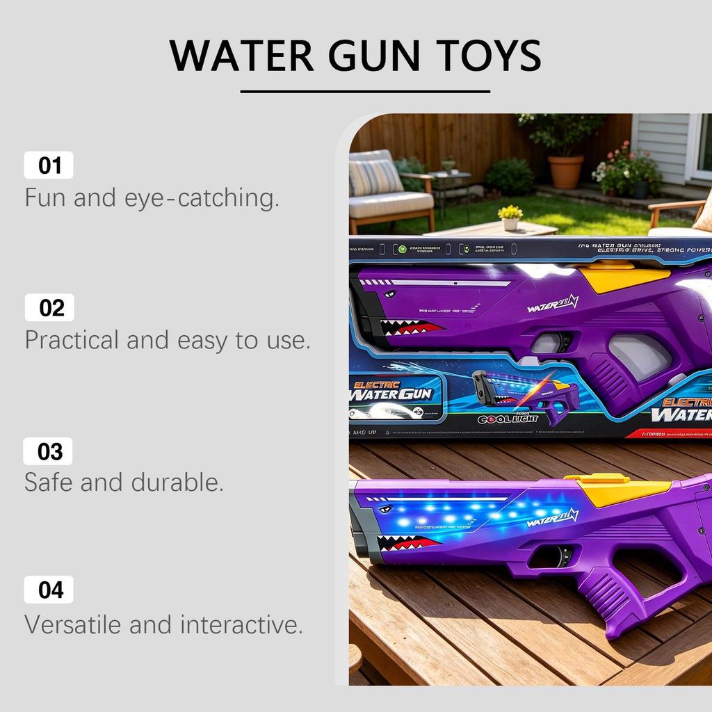 DOWMOO Shark Electric Water Gun with Lights - Creative Shape for Interactive Daily Play