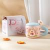 Creative Cartoon Ceramic Cup With Lid Home Office Couple Water Cup Gift Box High Value Gift Style