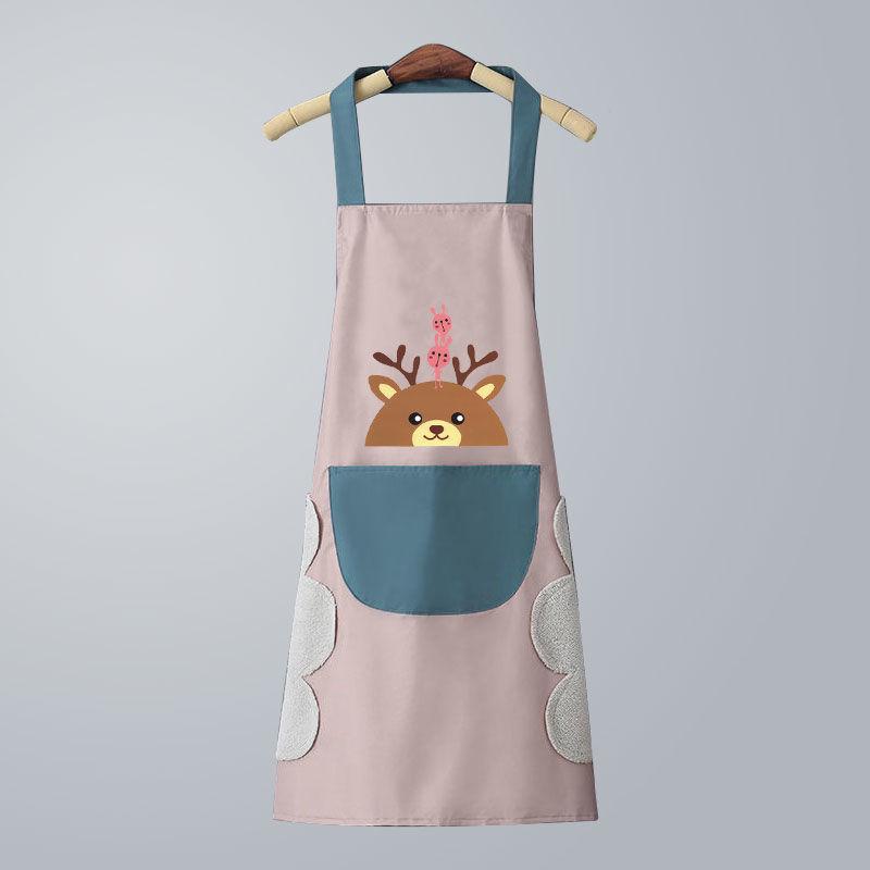 Waterproof Oilproof Cute Kitchen Apron with Hand Wipe for Men and Women