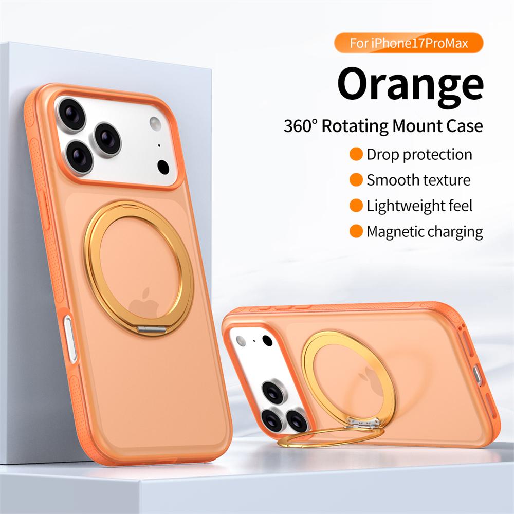 

360° Rotating Magnetic Ring Stand Case For Magsafe For iPhone 17 16 Pro Max Wireless Charging Matte Transparent Shockproof Cover iPhone 16