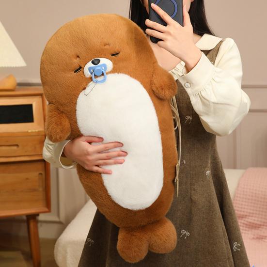 Seal Plush Pillow Sleeping Seal Stuffed Animal with Removable Accessories Soft Cuddly Pillow for Hugging