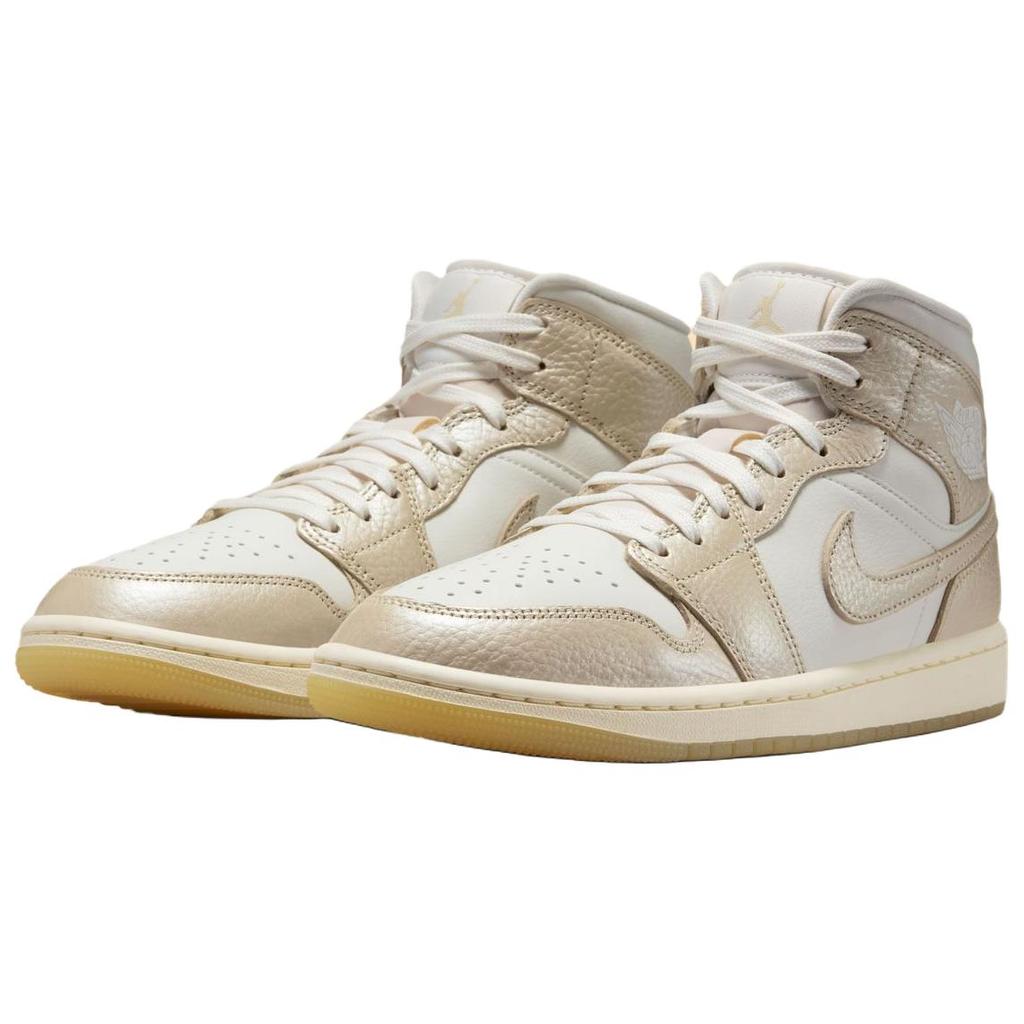 Air Jordan 1 Mid Hoops Złoty Zestaw Damskie Trampki Sail Pale-Ivory Team-Gold HV5159-100