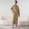 Plus Size Jacquard Fleece Bathrobe Thick Winter Autumn Bathrobe For Men And Women Cozy Pajamas Long Robe Sleepwear