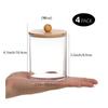 Qtip Holder Dispenser with Bamboo Lid 10 Oz Clear Plastic Apothecary Jar Containers for Vanity Makeup Organizer Storage Bathroom