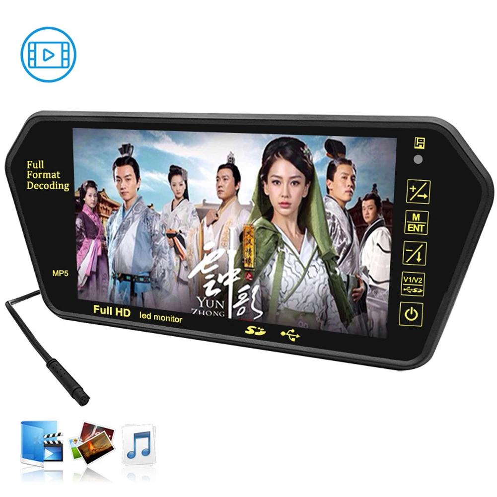 7 Inch Screen LCD Full HD Mirror Parking Monitor Bluetooth USB FM Video Player Automatic Display For Car Backup Rear Camera