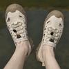 Mode Handgefertigt Dicksohlige Zehenbox Atmungsaktive Sandalen Leichtgewichtige Herren Strand Freizeitsandalen Ausgeschnittenes Leder Outdoor Campingschuhe