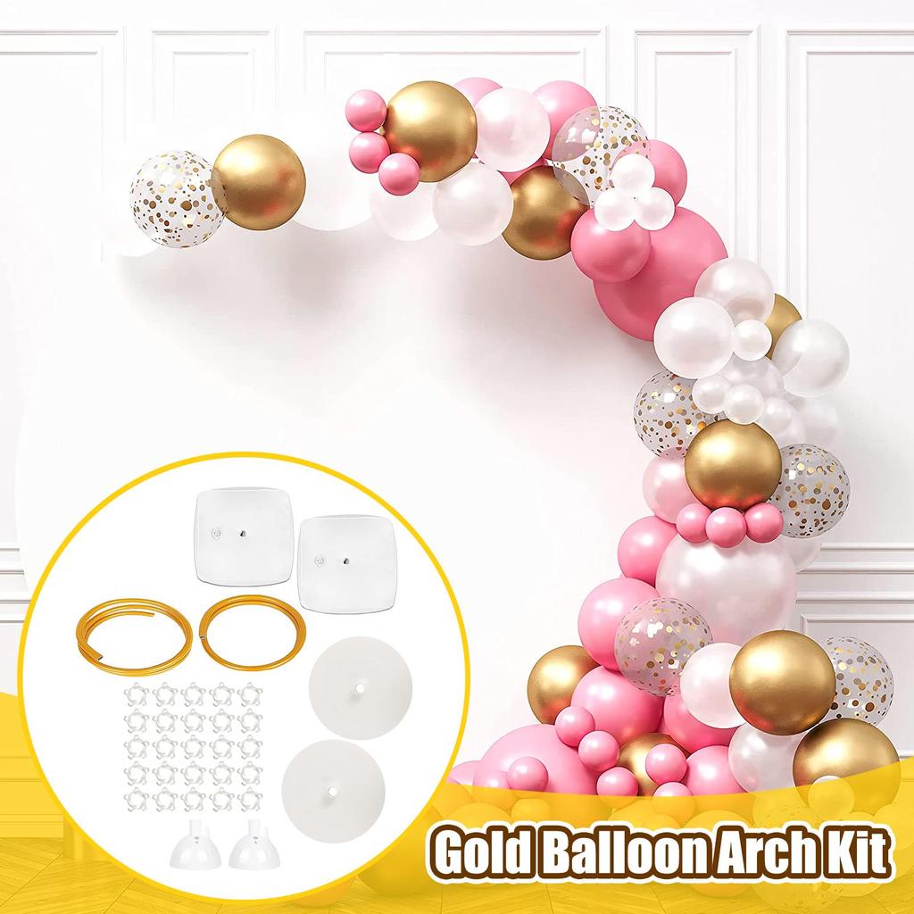 Golden Balloon Arch Set Arch Free-Bend Balloon Stand Kit with Water-Filled Base for Wedding Baby Baptism Festival Birthday Party