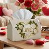 1pc Romantic Floral Valentine's Day Tissue Box - Love Heart Roses, Office, Parties, for Living Room, Kitchen, Events - Decorative Desk Decor, Home Or