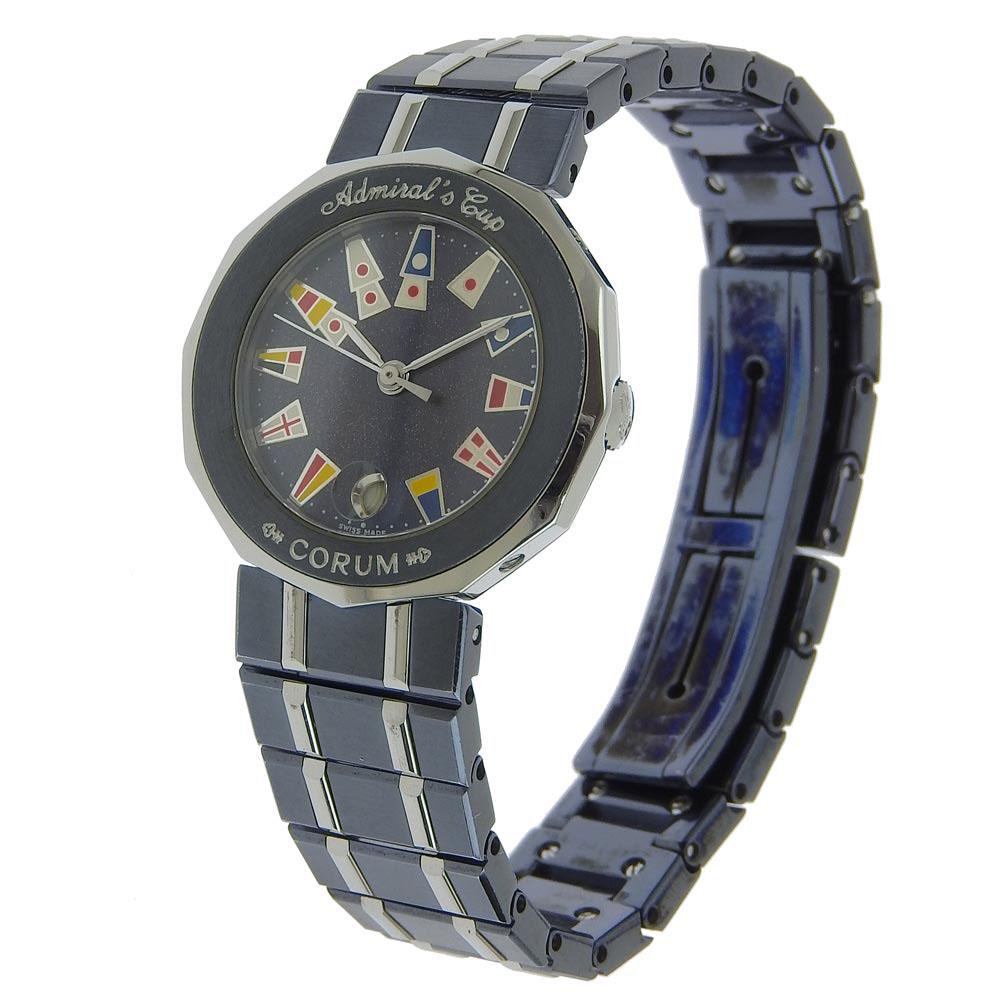 Corum Admirals Cup Watches 39.610.30 V-50 Navy/Silver NavyDial Stainless Steel/Gun Metal Blue Quartz Analog Display Women Used