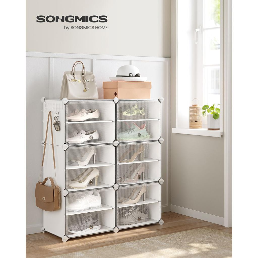 SONGMICS Verriegelbares Schuhregal-Schrank, 6-Fächer Modulare Aufbewahrungs-Organizer-Einheit, 30 x 40 x 30 cm pro Fach, mit Türen, Stahlrahmen
