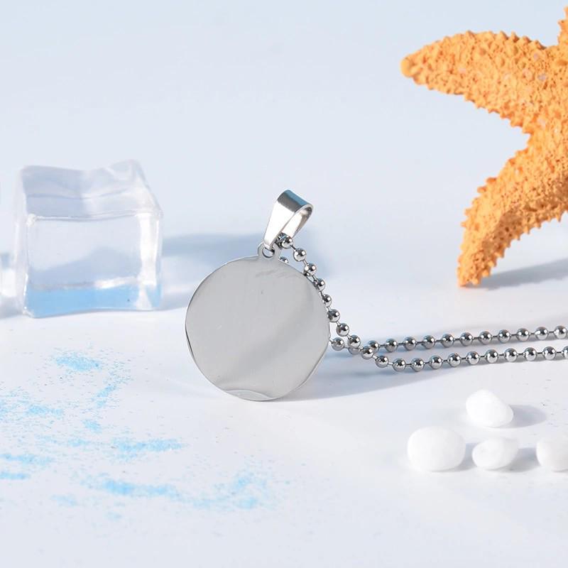 Round Stainless Steel Titanium Dog Tag Pendant with Laser Engraving