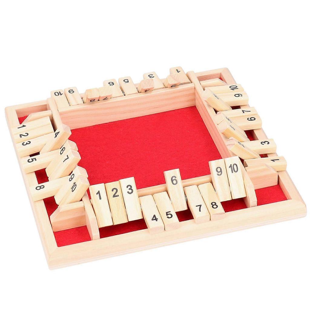 Wooden Number Board Dices Game Set Toy for 4 People KTV Pub Bar Party Supplies PropRed