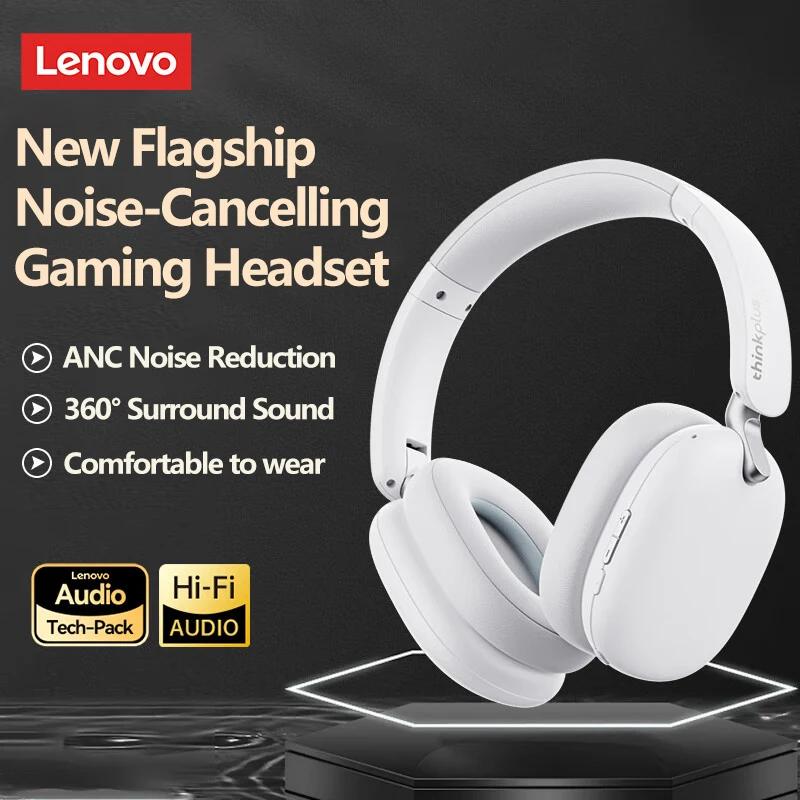 Original Lenovo TH60 Game Over-ear Headset Wireless Bluetooth 5.4 Noise Cancelling HD Call Headphones Low Latency Stereo Earbuds Sport With Mic Pods