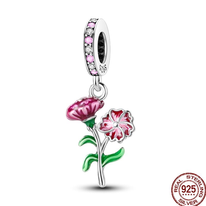 Copper Jewelry Pendant Early Spring Four Leaf Clover Flower Charm Fit Pan Beads Jewelry Birthday Diy Gift Fine Jewelry