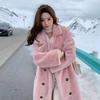 Autumn and Winter New Style Imitation Mink Hair Thickening Type Long Style Suit Collar Loose Imitation Fur Coat Fashion  Soft