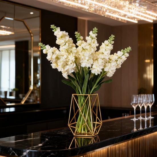 Faux Larkspur Pick Realistic Artificial Larkspur Blooms with Leaves Fake Larkspur Sprig for Home