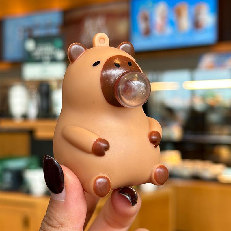 Capybara Doll Pinch Pendant Toys Squeeze Spit Bubble Decompression Toy Children'S Schoolbag Doll Pendant Decoration Party Gift