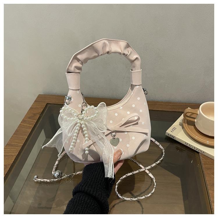 Bags Women's Polka Dot Bow Shoulder Bag Chain Crossbody Cloud Bag
