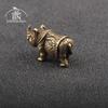 Handmade Pure Copper Cute Rhinoceros Miniatures Figurines Solid Vintage Brass Rhino Ornaments Tea Pets Desktop Decorations Craft