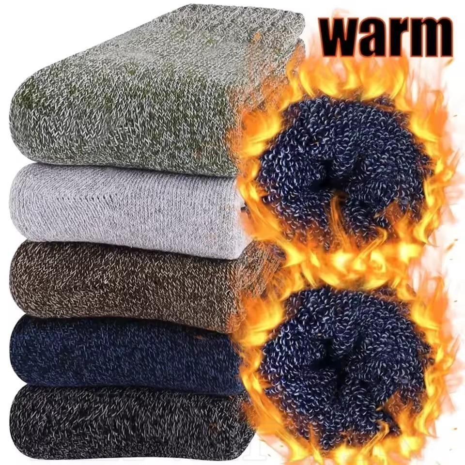5pairs New Winter Wool Socks for Men Super Thick Warm High Quality Harajuku Fashion Snow Casual Antifreeze Cashmere Socks Male