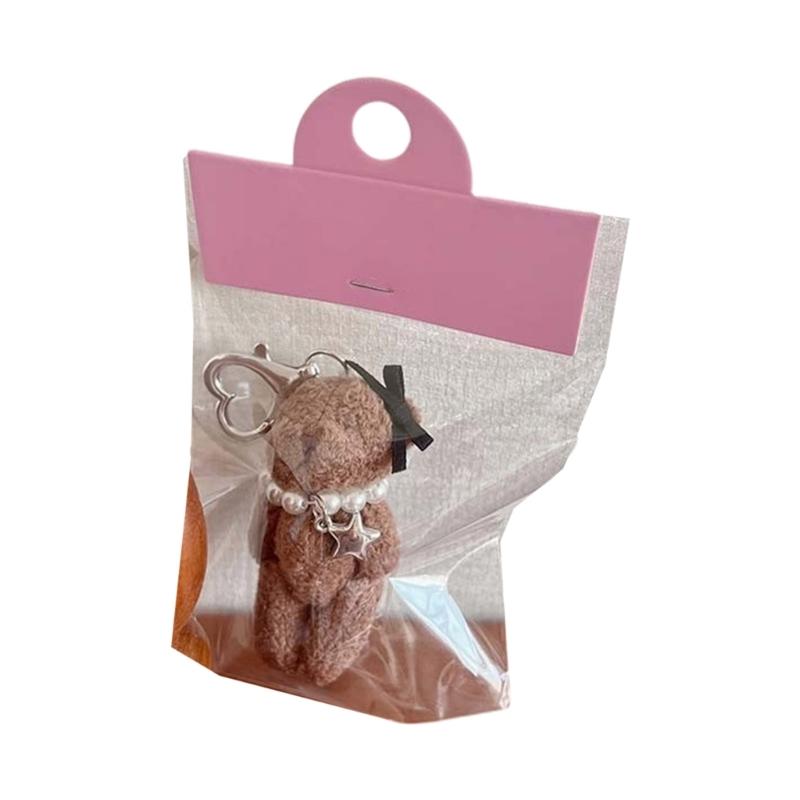 Cartoon Rabbit Keychain Cute Bear Doll Pendant Keyring Delicate Bowknot Ornament Backpack Decoration for Bag Purse Key