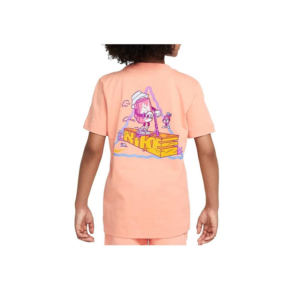 Nike Sportswear Comfortable Round Neck Pullover Short Sleeve T-Shirt Kids Tops Beige Agate HQ3239-844