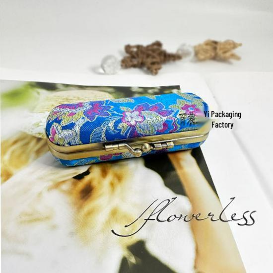 Vintage Brocade Embroidered Lipstick Case with Mirror